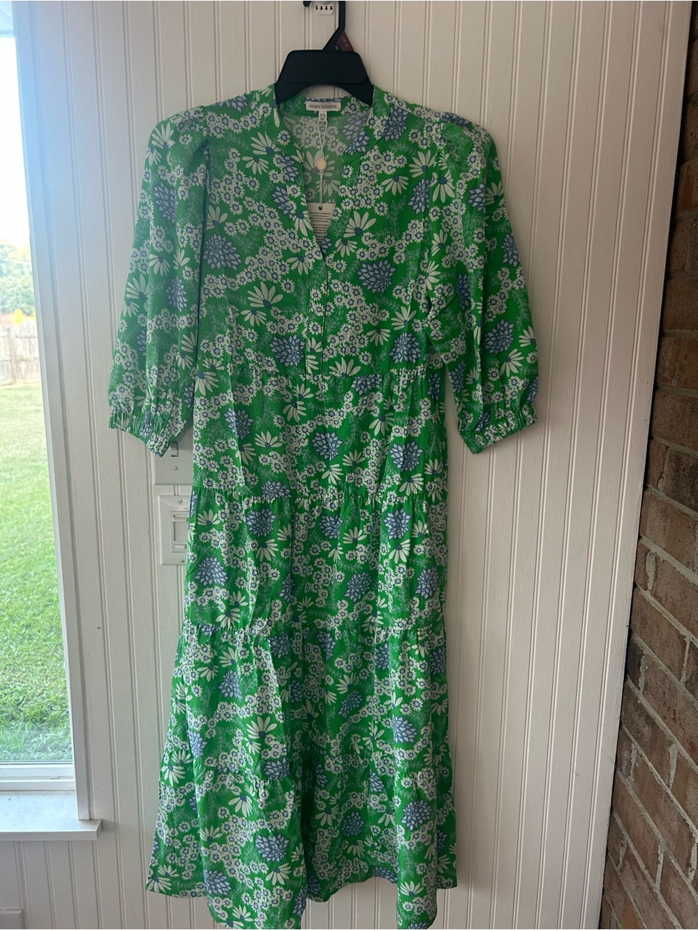 Mary Square Green Floral Maxi Dress